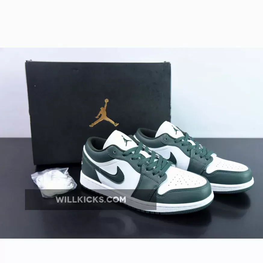 Air Jordan 1 Low White and Olive Green Jade Jordan 1
