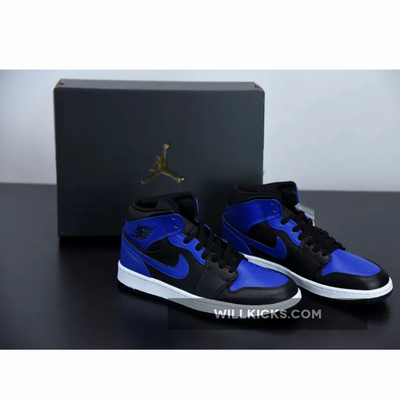 Air Jordan 1 Mid Black/Hyper Royal 554724-077 / air jordan 1 mid black hyper royal