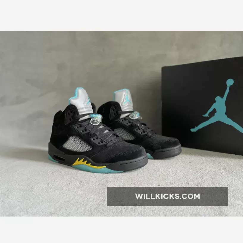Air Jordan 5 'Aqua' Black/Aquatone-Taxi DD0587-047 - jordan 5 aqua black