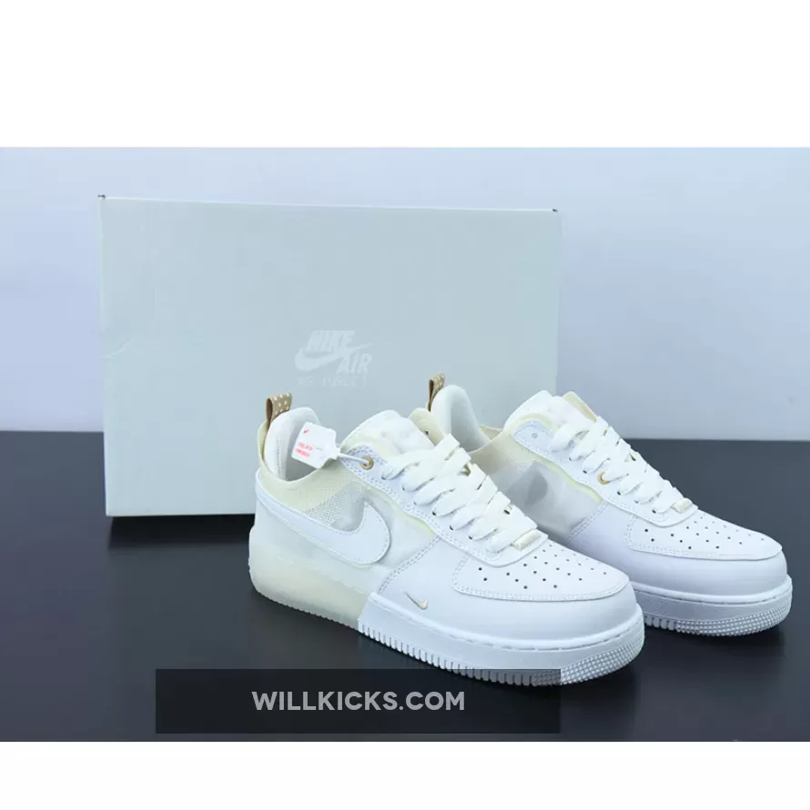 Nike Air Force 1 React White/Coconut Milk-Light Iron Ore DH7615-100 / nike air force 1 react coconut milk