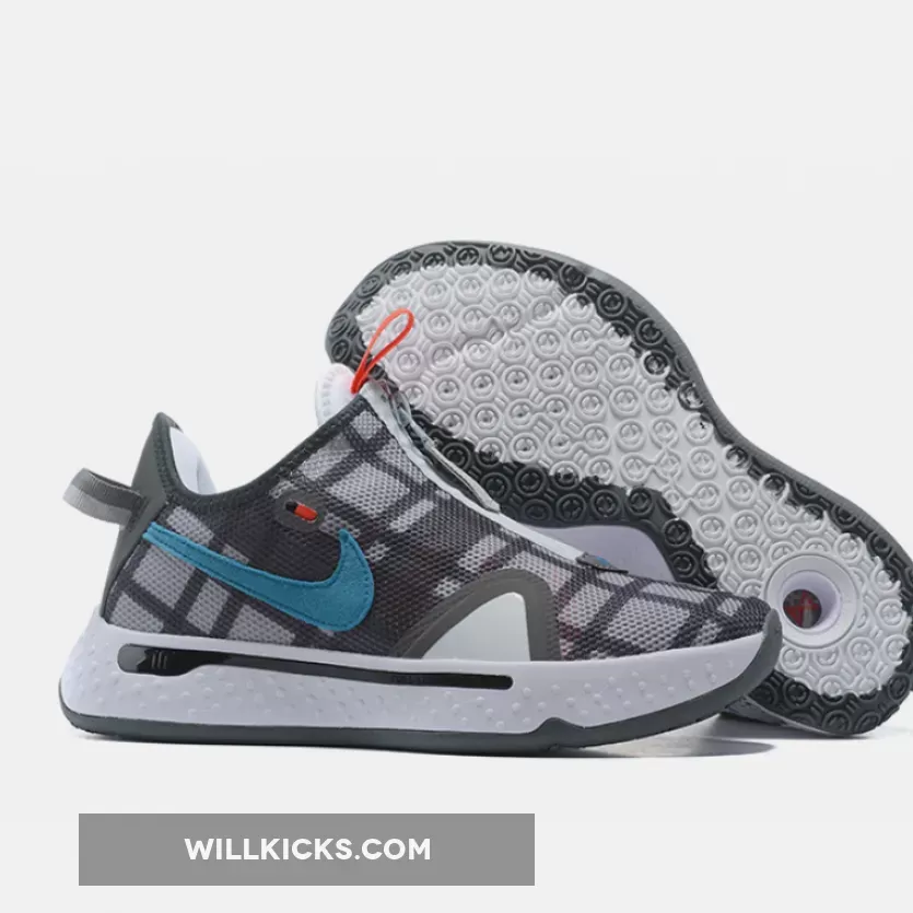 Nike PG 4 'Plaid' Football Grey/Laser Blue-Light Smoke Grey / pg 4 plaid