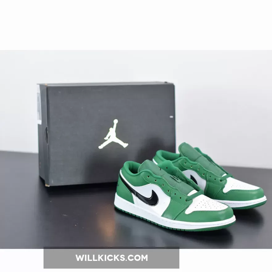 Air Jordan 1 Low Pine Green/White/Black 553558-301 Discount