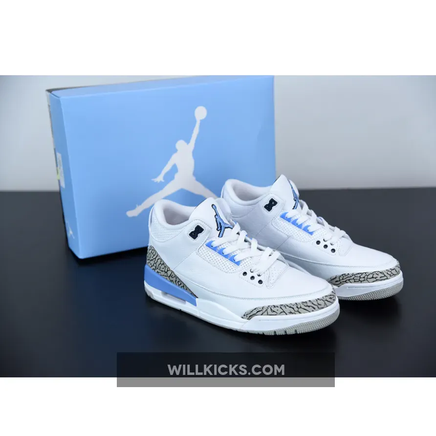 Air Jordan 3 'UNC' White/Valor Blue-Tech Grey CT8532-104 - unc 3s