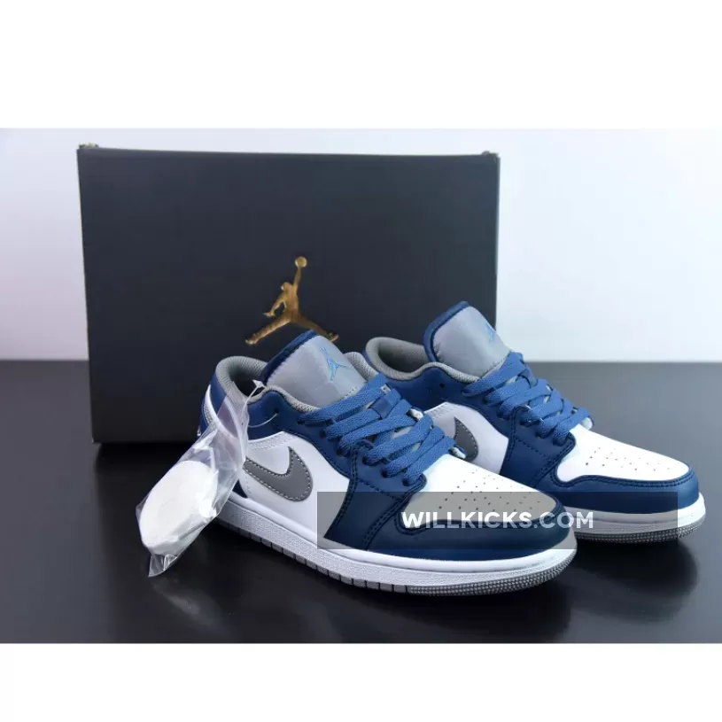 Air Jordan 1 Low True Blue/Cement Grey-White 553558-412 #air jordan 1 low true blue cement