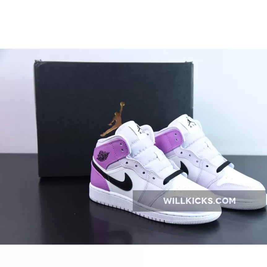 Air Jordan 1 Mid Barely Grape/Black-White-Rush Fuchsia DQ8423-501 #jordan 1 pink