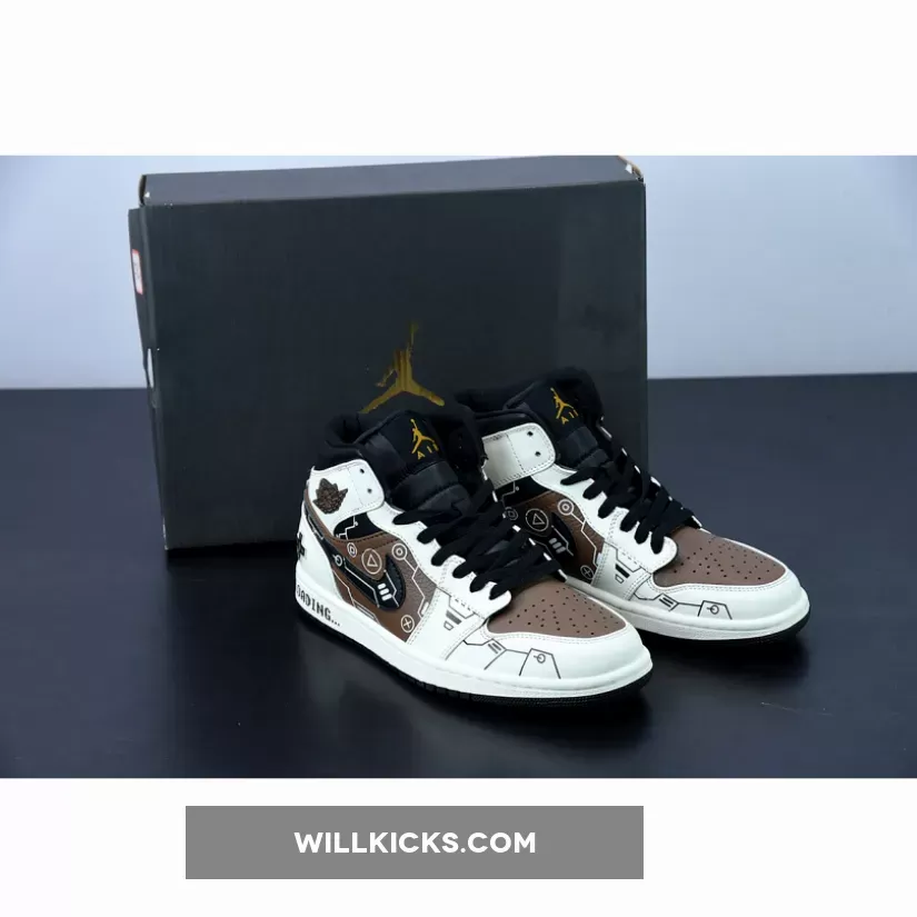 Custom Air Jordan 1 Mid OG 'Video Game' Mocha White #jordan mids mocha