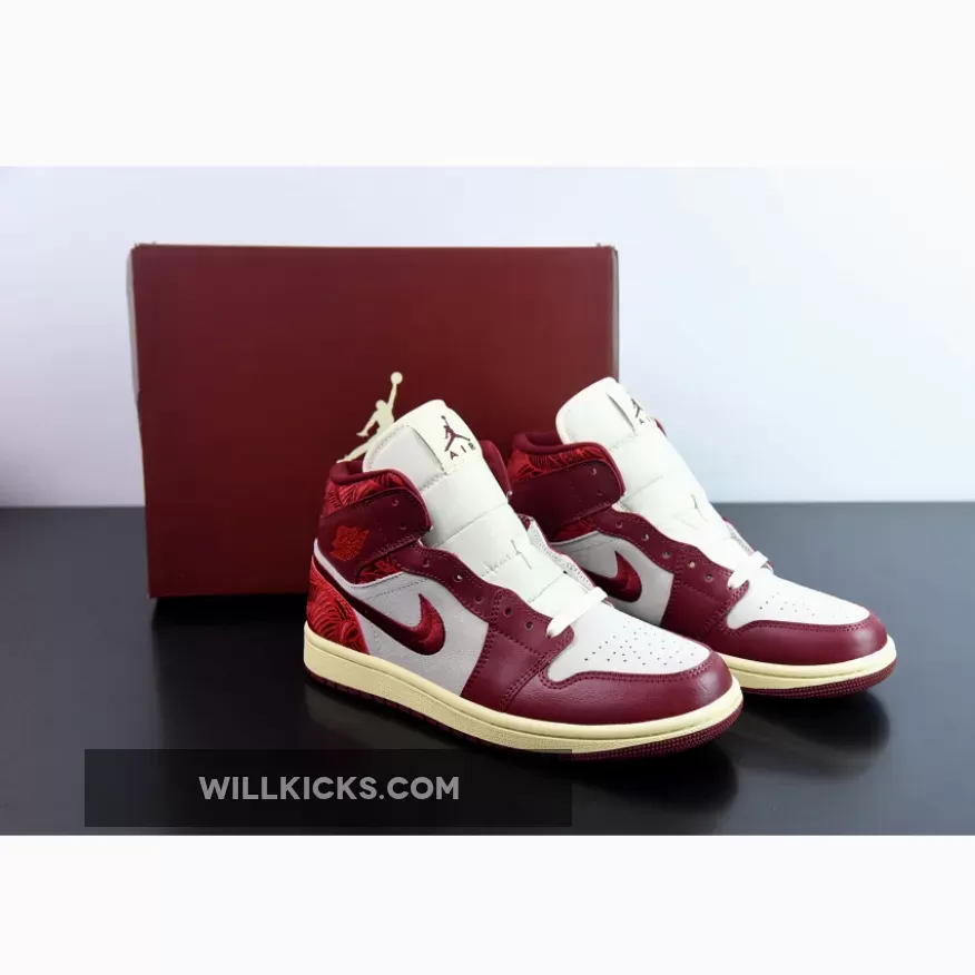 Air Jordan 1 Mid 'Tiki Leaf' Team Red/Sail/Muslin DZ2820-601 To Buy