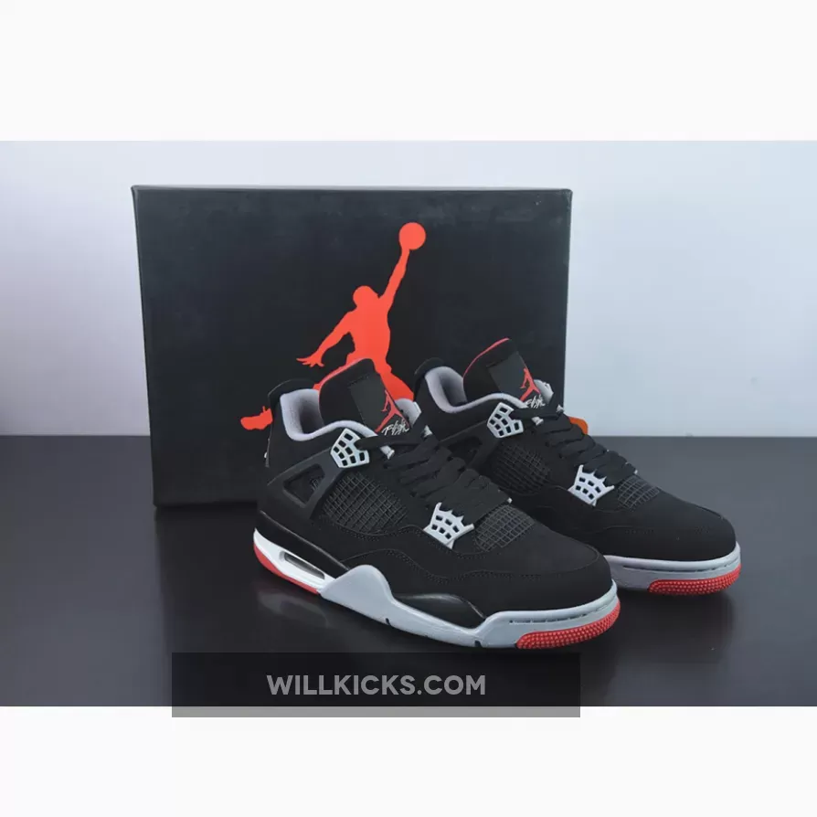 Air Jordan 4 Retro OG 'Bred' Black/Cement Grey-White-Fire Red, black grey red jordan 4