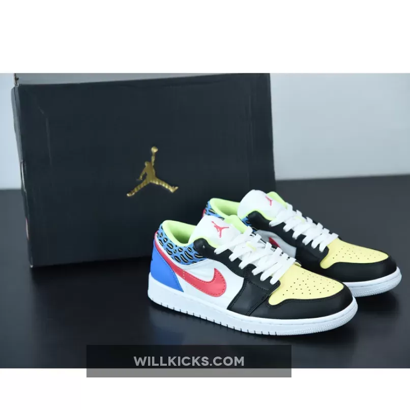 Air Jordan 1 Low Black/Light Fusion Red-White-Coast DH5927-006 / jordan fusion air force 1