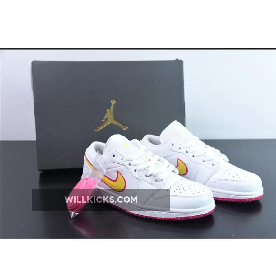 Air Jordan 1 Low GS Edge Glow White/Pink-Orange CV4610-100 - jordan 1 yellow pink