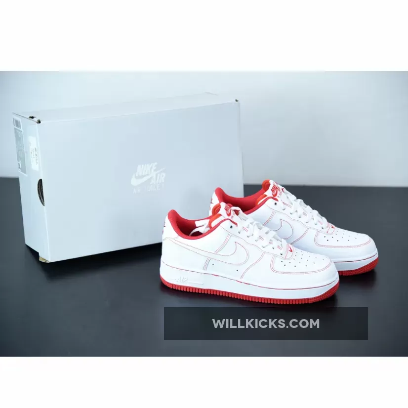 Nike Air Force 1 Low White/ University Red CV1724-100 / red low top air force 1