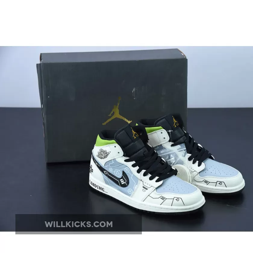 Custom Air Jordan 1 Mid OG 'Video Game' White Grey Black #jordan 1 in game