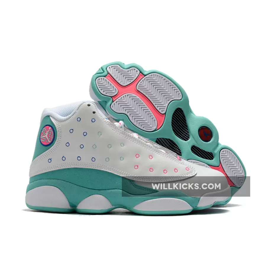 Air Jordan 13 GS White/Soar-Aurora Green-Digital Pink / aurora green jordans