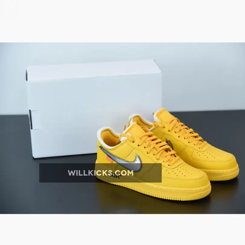 Off-White x Nike Air Force 1 University Gold/Black-Metallic Silver / air force 1 off white university gold