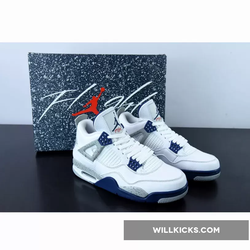 Air Jordan 4 White/Midnight Navy-Light Smoke Grey-Fire Red DH6927-140, white midnight navy 4s