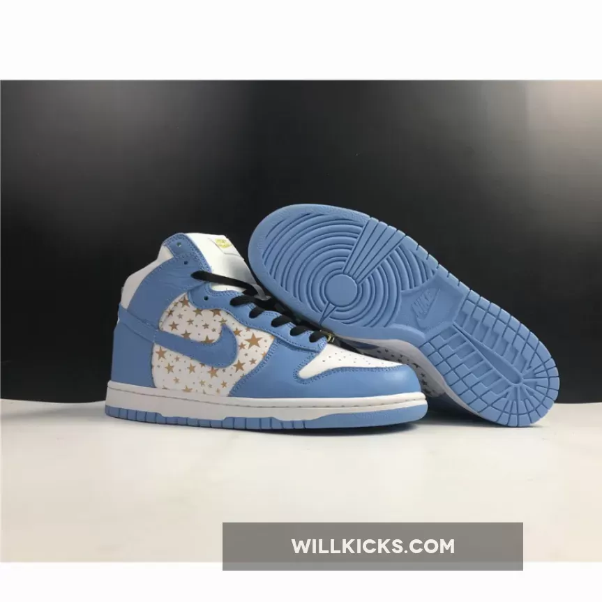 Supreme x Nike SB Dunk High Pro White/University Blue 307385-181 - university blue dunk high