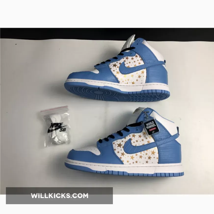 Supreme x Nike SB Dunk High Pro White/University Blue 307385-181 - university blue dunk high