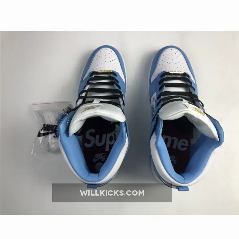 Supreme x Nike SB Dunk High Pro White/University Blue 307385-181 - university blue dunk high