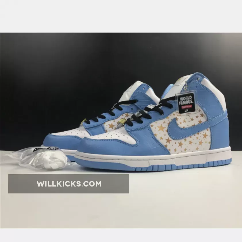 Supreme x Nike SB Dunk High Pro White/University Blue 307385-181 - university blue dunk high