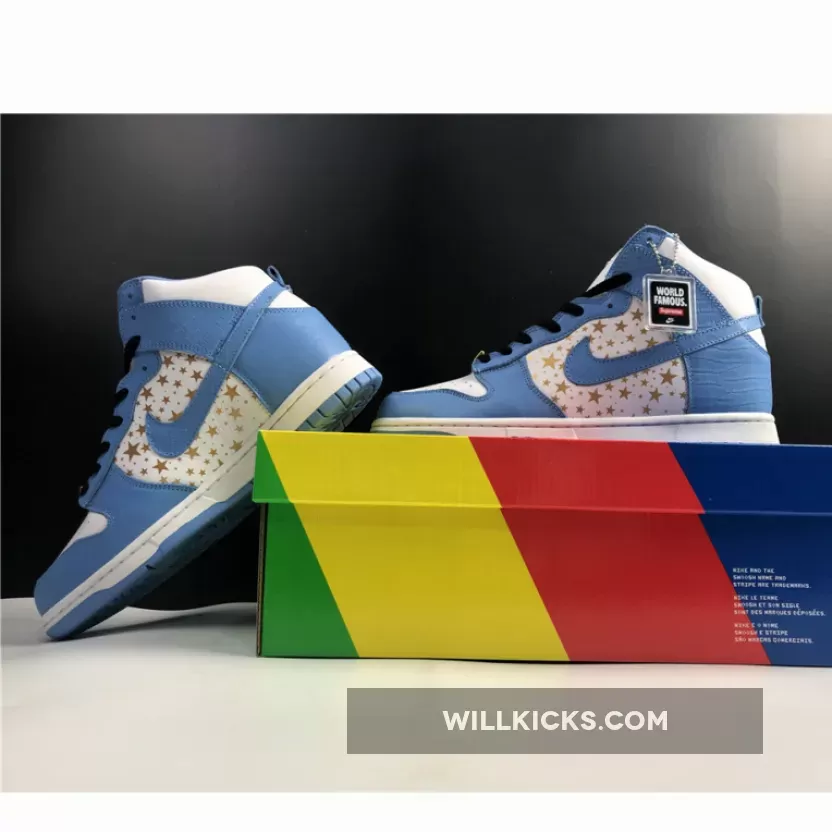 Supreme x Nike SB Dunk High Pro White/University Blue 307385-181 - university blue dunk high