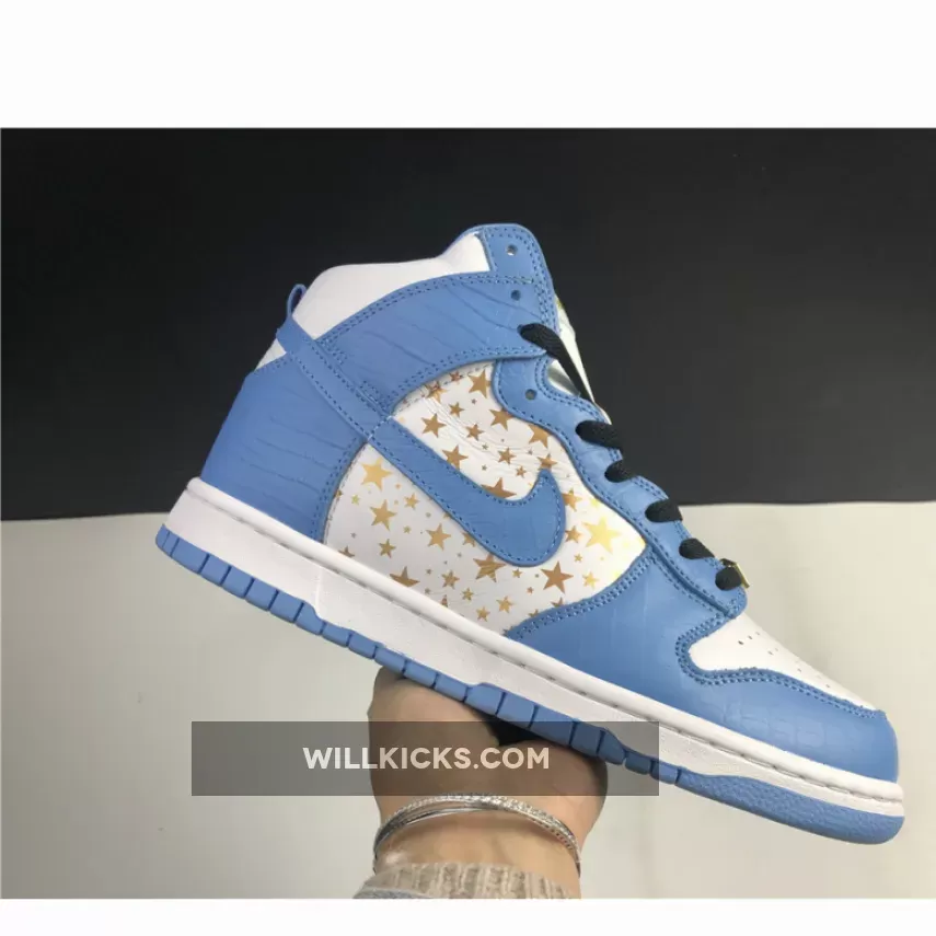 Supreme x Nike SB Dunk High Pro White/University Blue 307385-181 - university blue dunk high