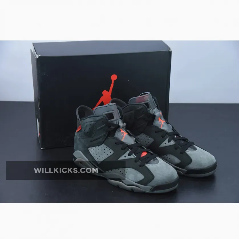 Air Jordan 6 PSG Iron Grey/Infrared 23-Black - jordan 6 psg