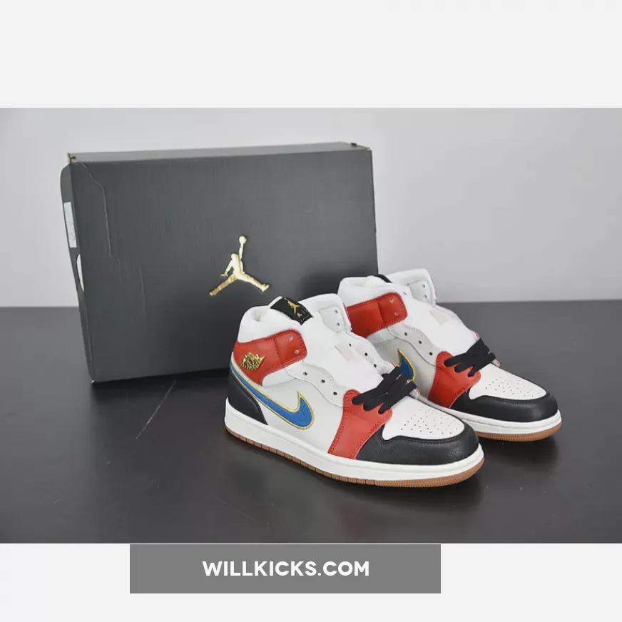 Air Jordan 1 Mid 'Homecoming' Sail/Metallic Gold-Gym Red-Black - mid gym red jordan 1