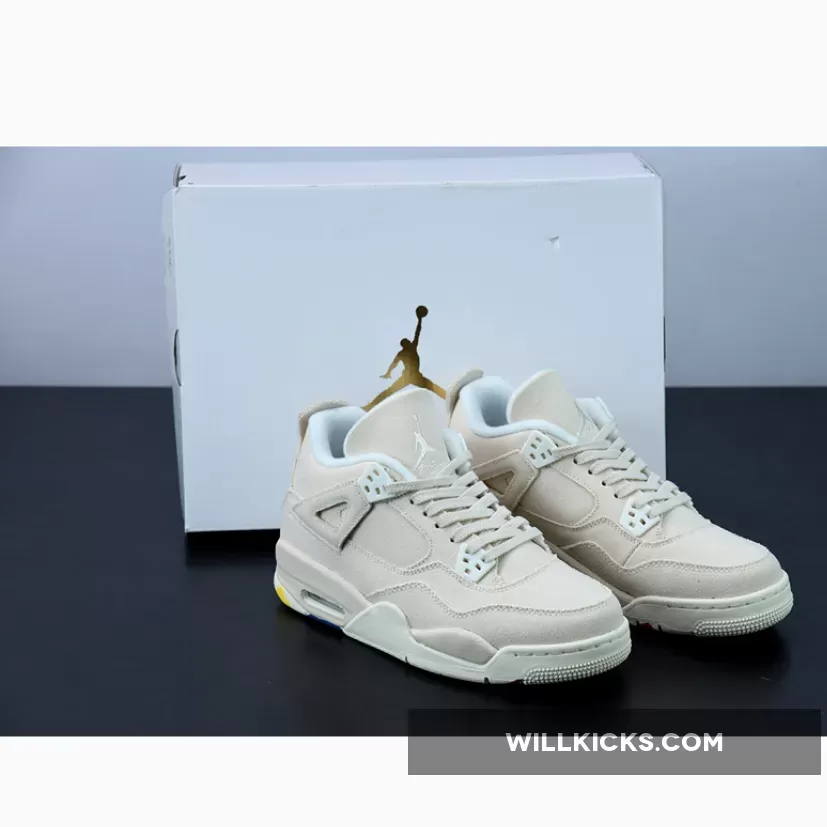 Air Jordan 4 'Canvas' Sail/Cement Grey-Fire Red DQ4909-100 / jordan sail canvas