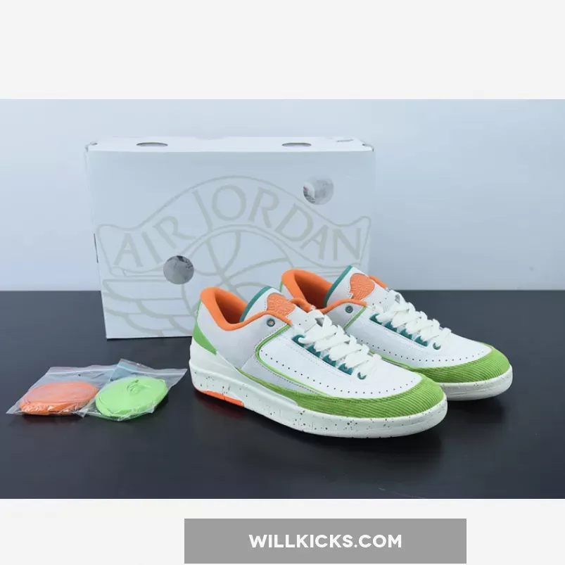 Titan x Air Jordan 2 Low Sail/Safety Orange-Chlorophyll-Coconut Milk - orange jordan 2