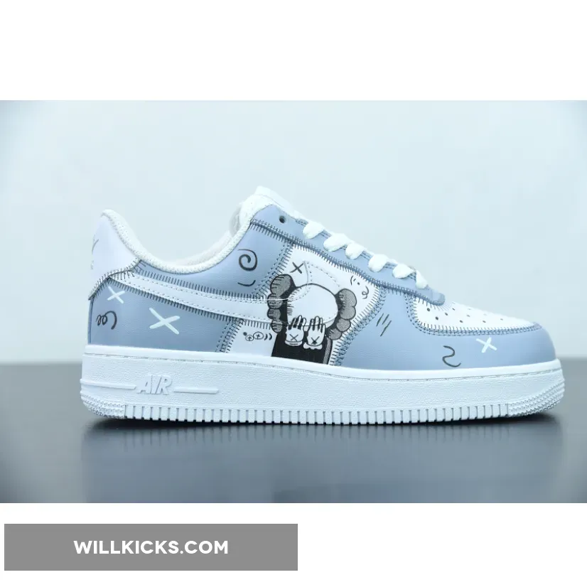 Custom X Kaws Nike Air Force 1 Low Blue White 1675866462 Discount