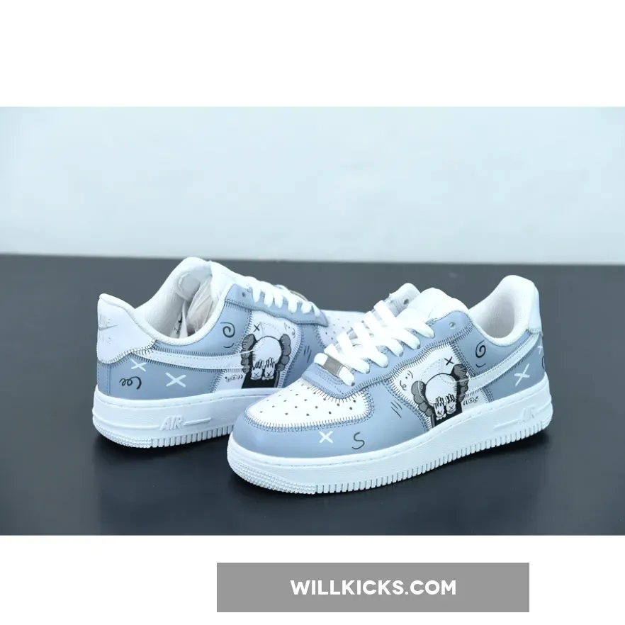 Custom X Kaws Nike Air Force 1 Low Blue White 1675866462 Discount