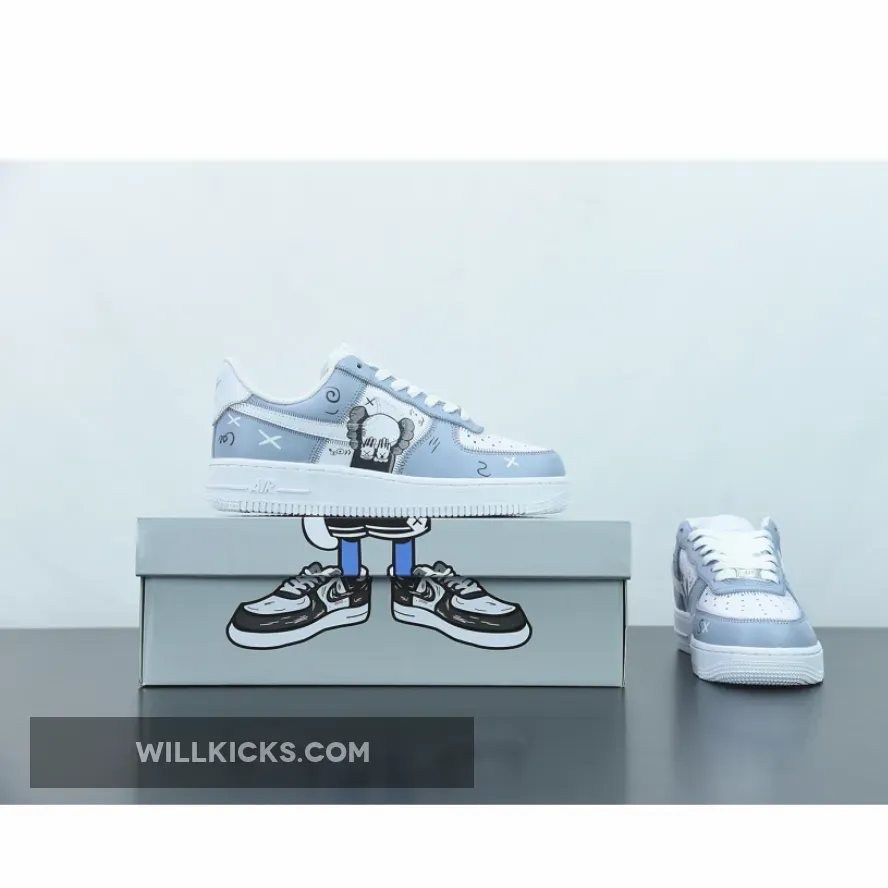 Custom X Kaws Nike Air Force 1 Low Blue White 1675866462 Discount