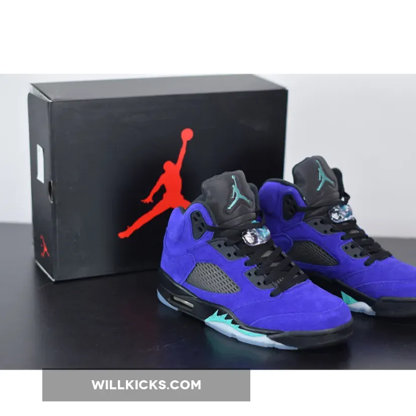 Air Jordan 5 'Alternate Grape' Grape Ice/Black-Clear-New Emerald - grape 5 on feet