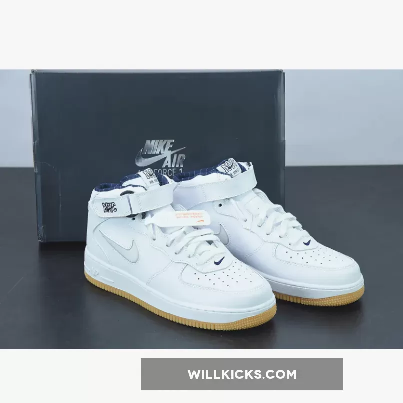 Nike Air Force 1 Mid 'NYC' White/Midnight Navy/Gum Yellow DH5622-100, air force 1 mid nyc