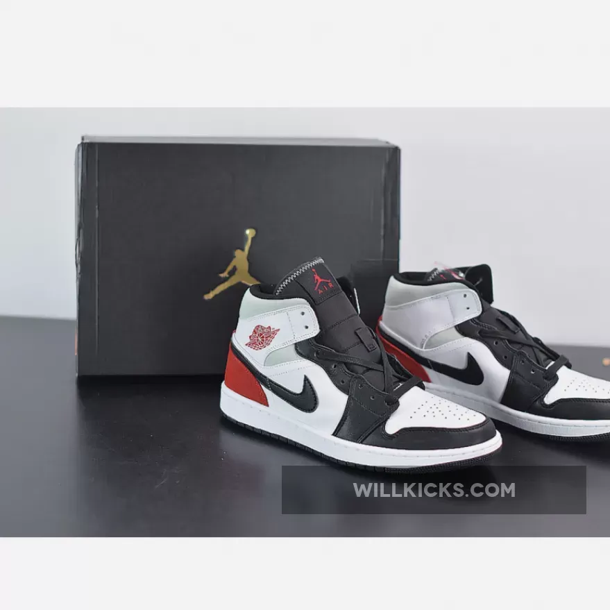 Air Jordan 1 Mid SE 'Black Toe' White/Black/Igloo/Track Red 852542-100, union black toes