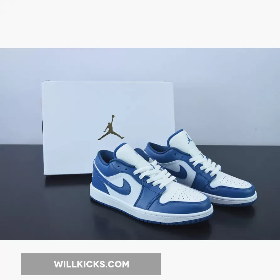 Air Jordan 1 Low White/Dark Marina Blue DC0774-114 - marina blue jordan 1 low