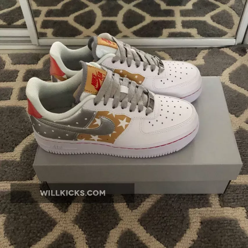 Nike Air Force 1 ‘Star’ White/Metallic Silver-Tan, Air Force Dots CT3437-100