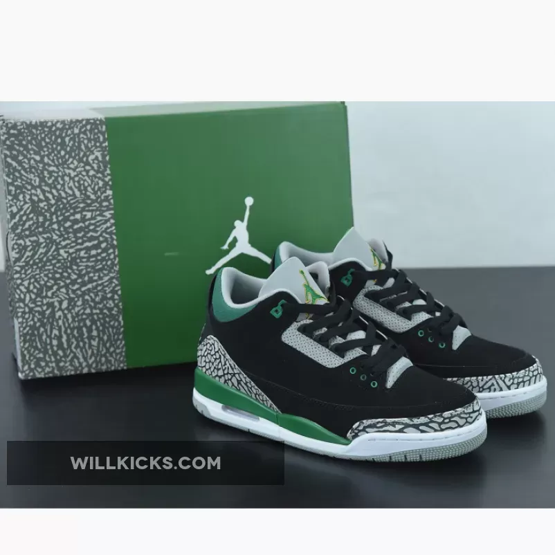 Air Jordan 3 Black/Pine Green/Cement Grey-White CT8532-030 #green and black 3's