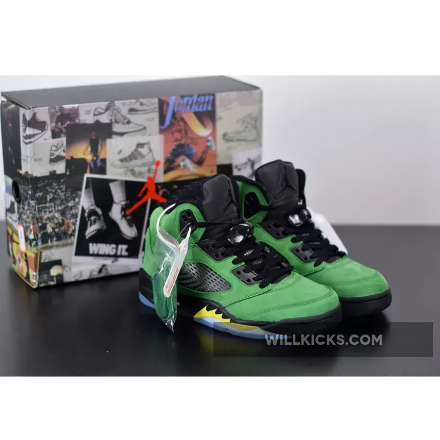 Air Jordan 5 SE 'Oregon' Apple Green/Black-Yellow Strike-Black - jordan 5 green apple