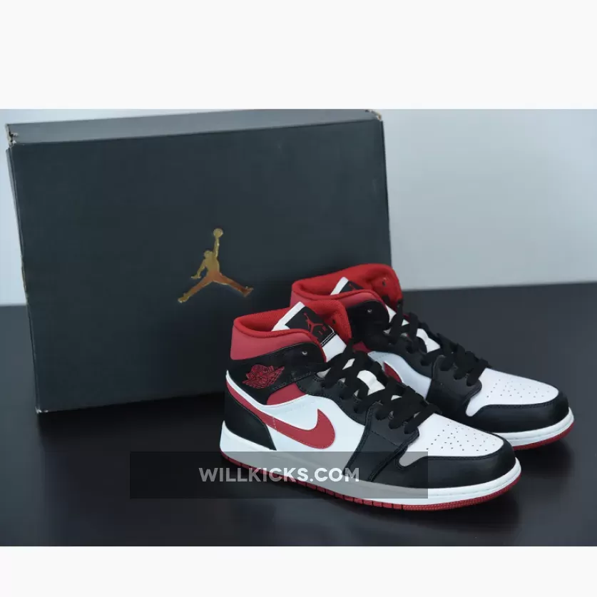 Air Jordan 1 Mid 'Metallic Red' White/Gym Red-Black 554724-122 - aj 1 mid metallic red