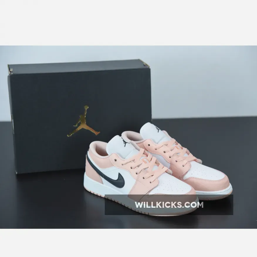 Air Jordan 1 Low GS Light Arctic Pink/White-Black 553560-800, light arctic pink jordan 1 low