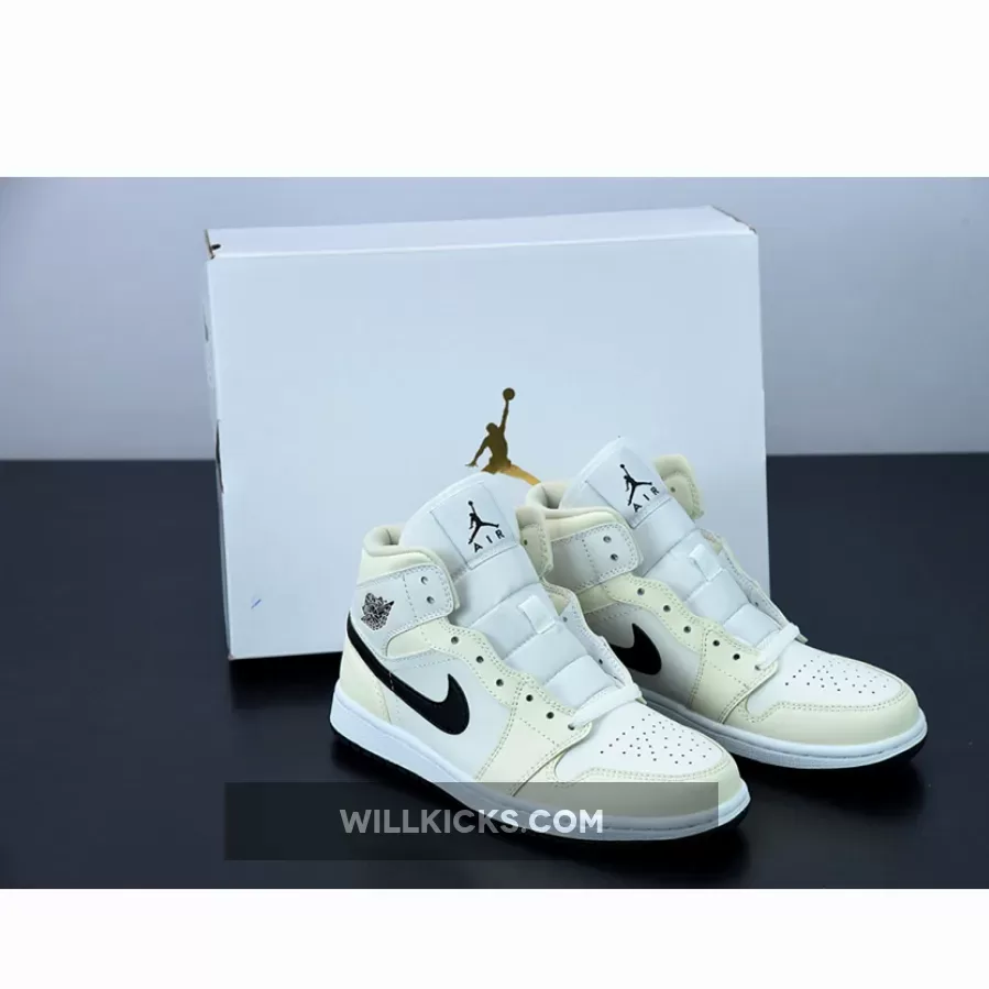 Air Jordan 1 Mid Coconut Milk/Black-White BQ6472-121 - jordan 1 coconut milk high