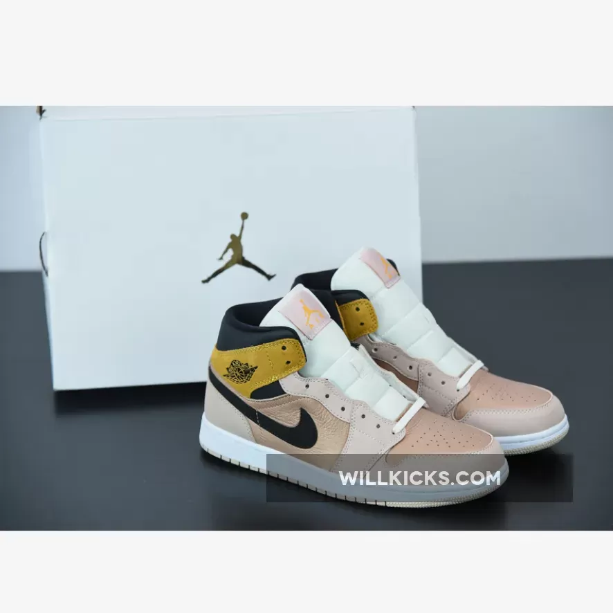 Air Jordan 1 Mid Particle Beige/Black-Metallic Red Bronze DD2224-200 Discount