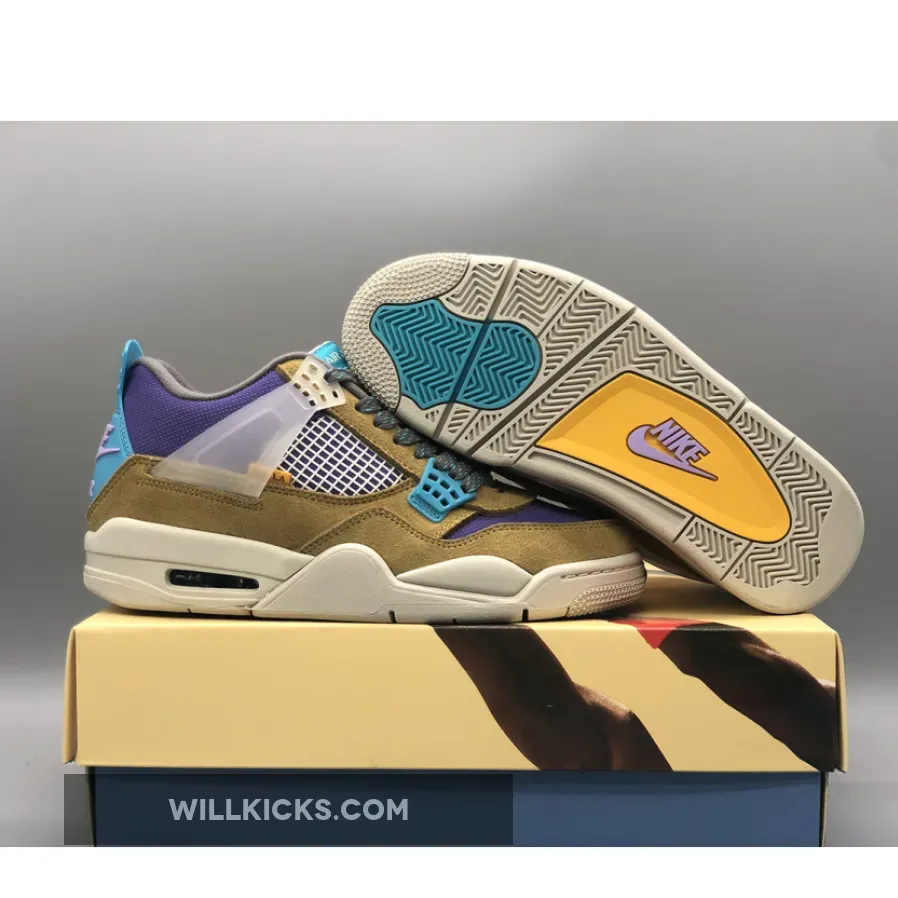 Union x Air Jordan 4 Desert Moss/Turquoise Blue-Dark Iris DJ5718-300 #union 4 dessert moss