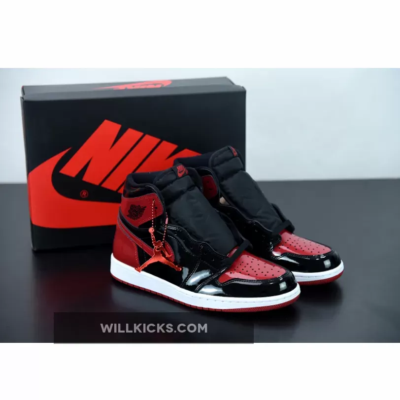 Air Jordan 1 High OG 'Bred Patent' Black/White-Varsity Red / patent black green jordan 1