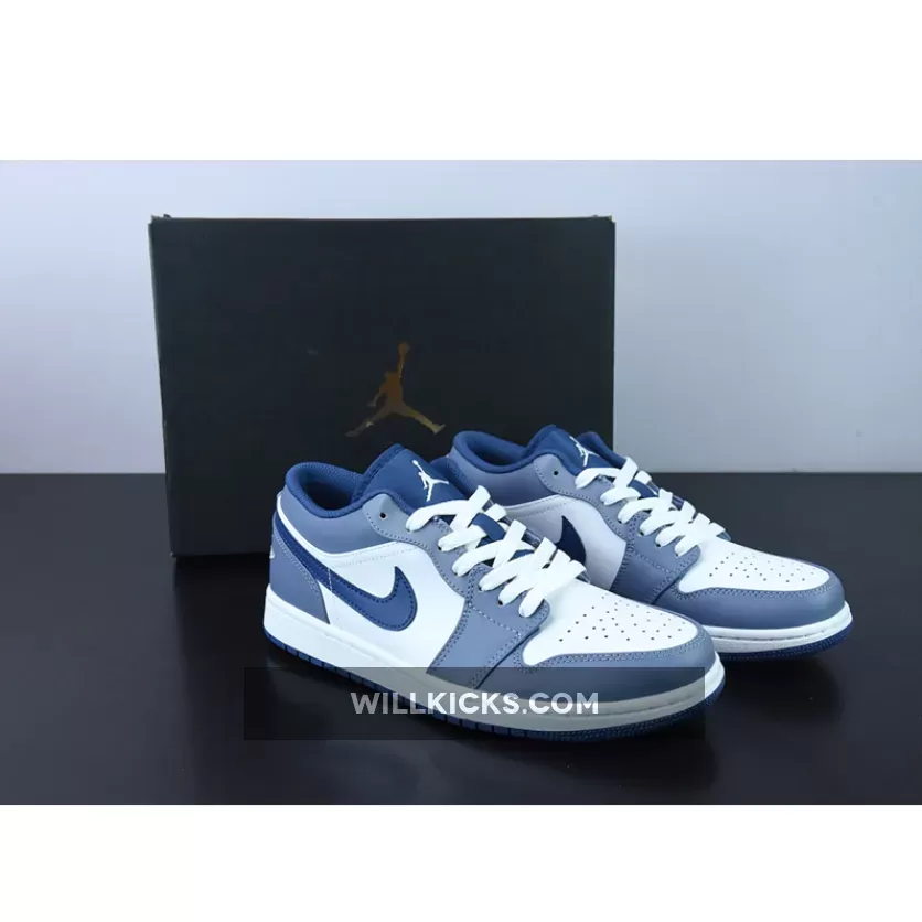 Air Jordan 1 Low White Steel Blue 553558-414 #air jordan 1 white and navy blue