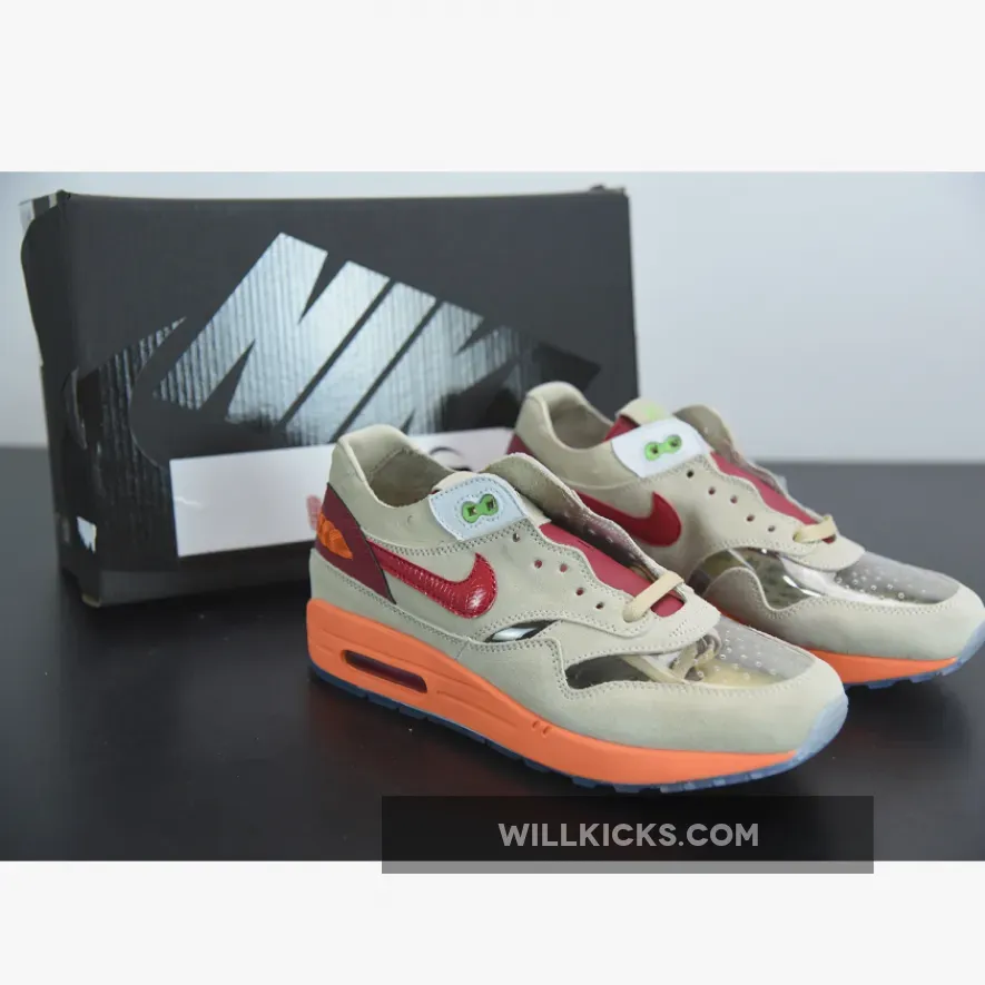Clot x Nike Air Max 1 'Kiss of Death' Net/Deep Red-Orange Blaze - Nike X Clot Air Max 1