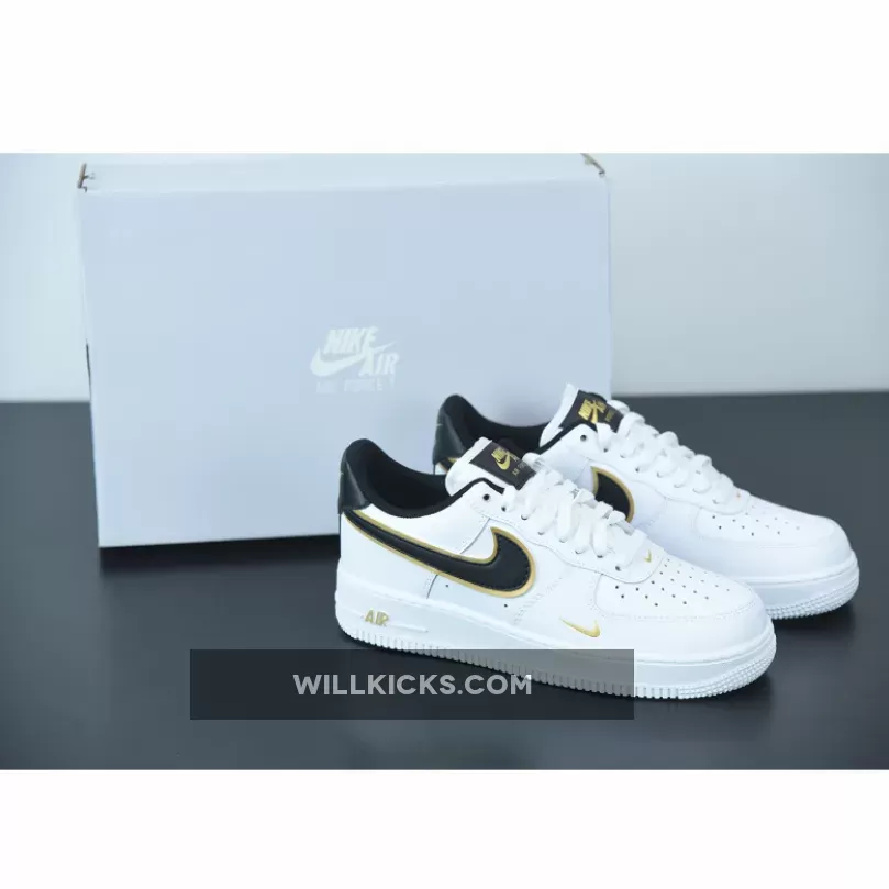 Nike Air Force 1 Black Gold Double Swoosh DA8481-100 / af1 double swoosh
