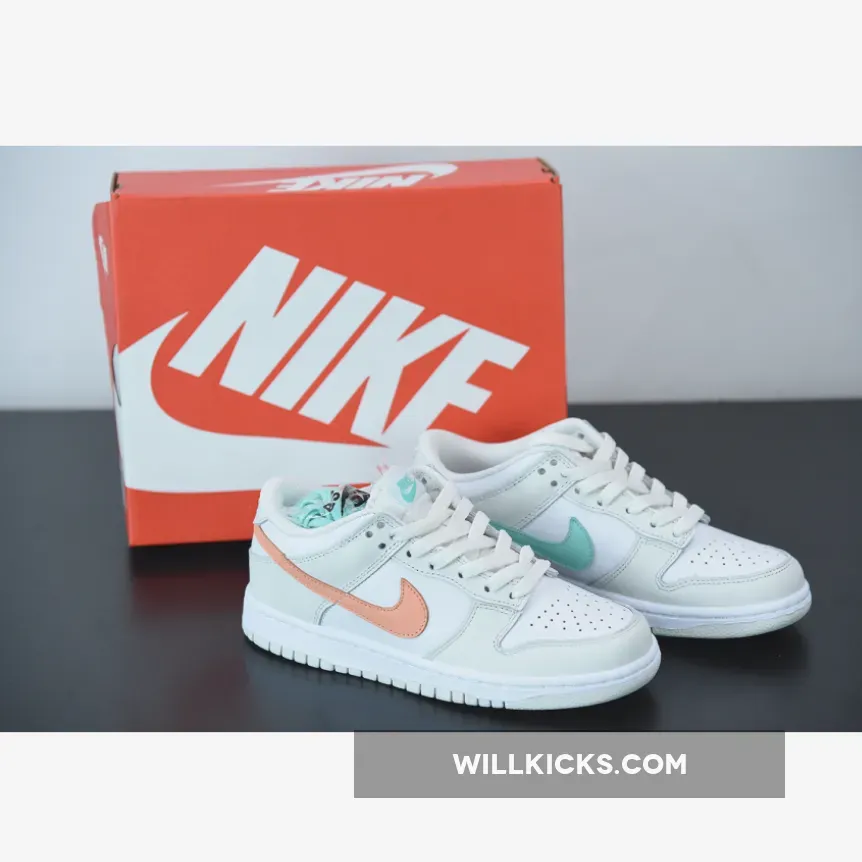 Nike Dunk Low GS Mismatch Swoosh Peach Aqua CW1590-101 / mismatch dunks