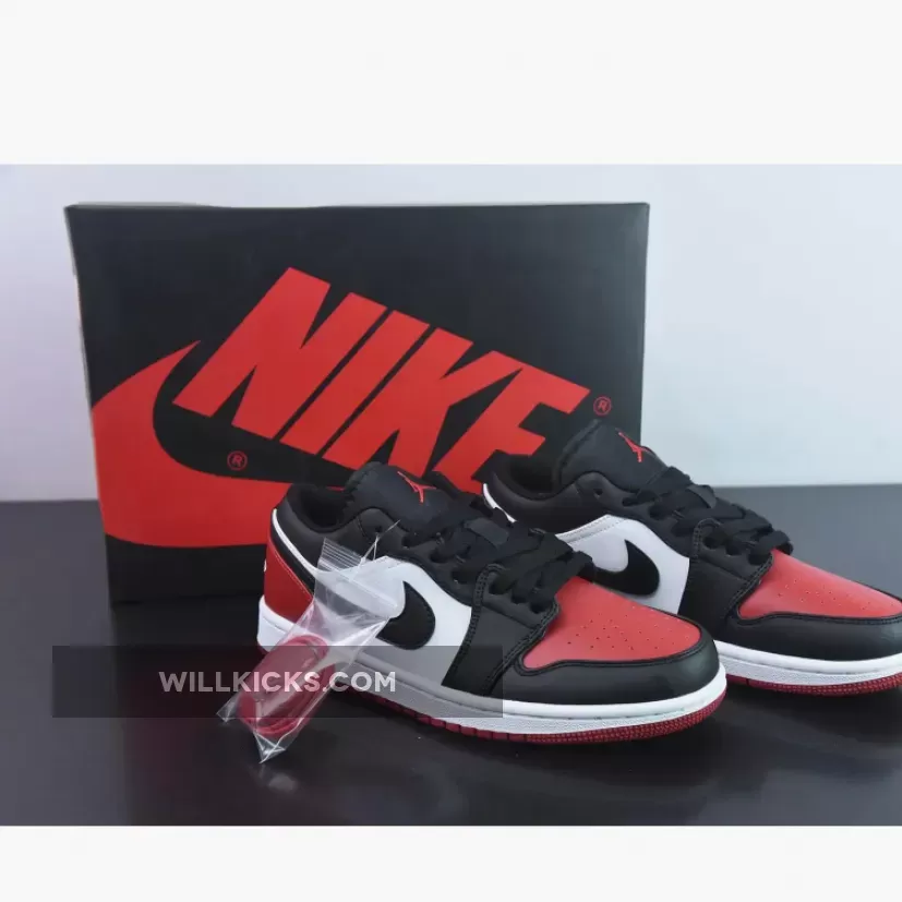 Air Jordan 1 Low 'Bred Toe' White/Black-Varsity Red 553558-161 Restock